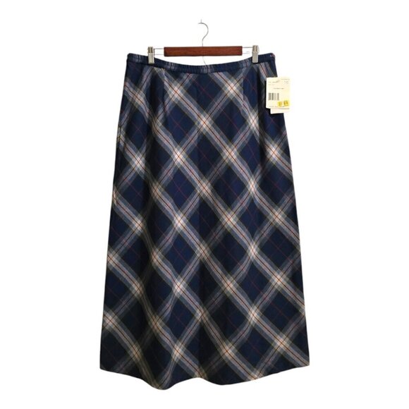 Elisabeth by Liz Claiborne NWT Blue Plaid Collegiate Maxi Skirt Sz 16